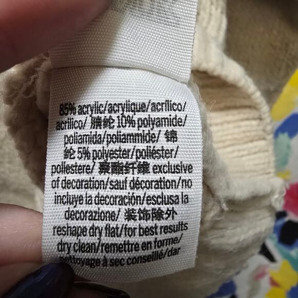 Victoria's Secret PINK cream chunky knit long sleep crewneck sweater large - Picture 9 of 13